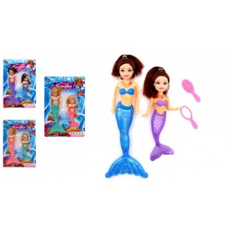 Puppe 2 Meerjungfrauen auf Karte 28x18cm