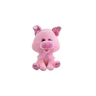 Plüsch Schwein sitzend, Glitzeraugen, glitzernde Ohren und Füße, 42 cm