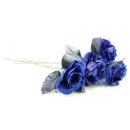Rose offen blau mit Glitzer  ca 35 cm