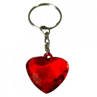 rotes Diamant transparentes Herz an Schlüsselanhänger ca. 4,0 cm hoch