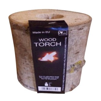 Holz-Fackel innen mit Wachs,ca.12x12cm, Brennzeit 2-3 Stunden