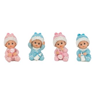 Babys sitzend rosa + blau h=6,5cm b=3cm sort.