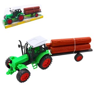 TRAKTOR MIT ANHÄNGER  28.5x8.5x10 cm