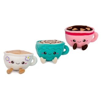 Plüsch Kaffeetasse mit Schaum 3-f. 13/20cm