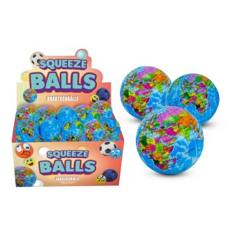 Squeeze Gummi Ball Weltkugel 6,3cm