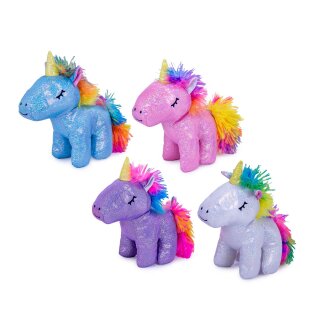 Einhorn, glitzer Mähne 4-fach 16cm