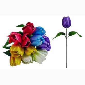 Tulpe mit Blatt 5 Farben sortiert ca 31cm