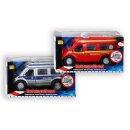 Deutsche Polizei und Feuerwehrauto 28x15cm
