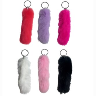 Fuchsschwanz Schlüsselkette, 6 Farben sortiert, ca 10cm