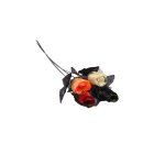 Rose Knospe bunt schwarzes Blatt mit Tüll 45cm