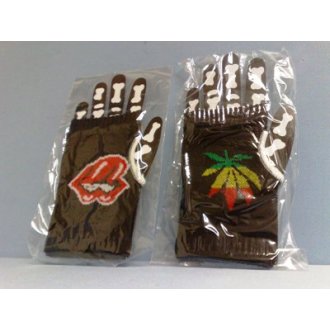 Handschuhe mit Zunge und Hanf Motiv sortiert 14x8cm