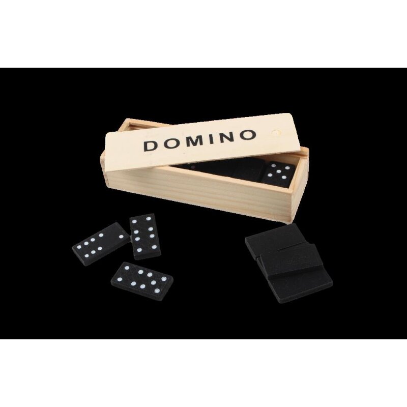 Domino Spiel In Holzbox - 20x12x4cm Schön Verziert & Tragbar