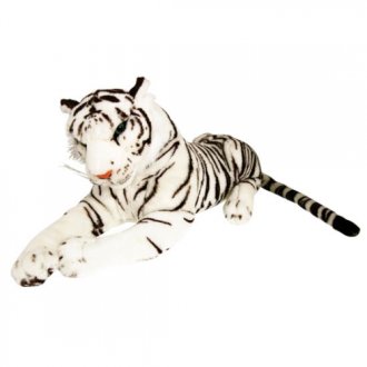 weißer, liegender Plüsch Tiger (Körper 45 cm)