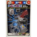 Polizeikarte mit Pistole, Holster, Handschellen und...