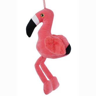 Plüsch Flamingo sitzend 26 cm, Glitzeraugen, Schlenkerbeine, Gesamtlänge 50 cm, (Sonderangebot/Restposten)