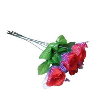 Rose rot mit blauem gepuktetem Tüll 30 cm