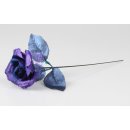 Offene Rose, 34cm, blau, mit Glitzer, blaue Blüten,...