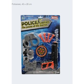 Polizeiset mit Pistole, Pfeile, Fernglas und Zubehör 43x28cm