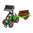 Traktor mit Anhänger u. Holz 4 s. WB, ca. 44x8,5x10,5cm